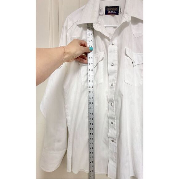 Vintage Panhandle Off White Slim Snap Western Shirt Made in USA Men's 16x34 - Picture 6 of 9